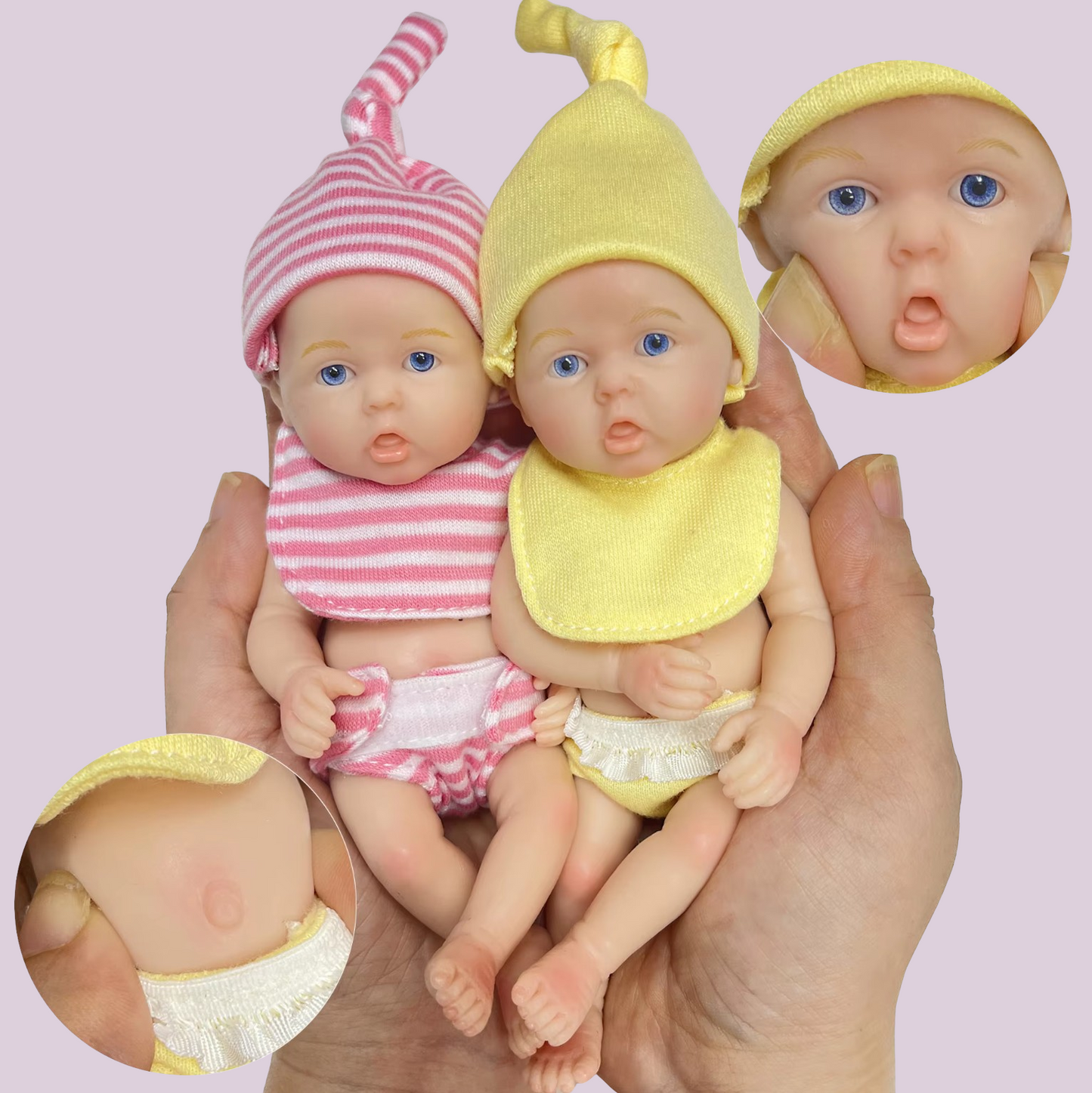 Mini Palm Sized Reborn Girl Doll in Pink - 6-Inch Handcrafted Silicone Treasure