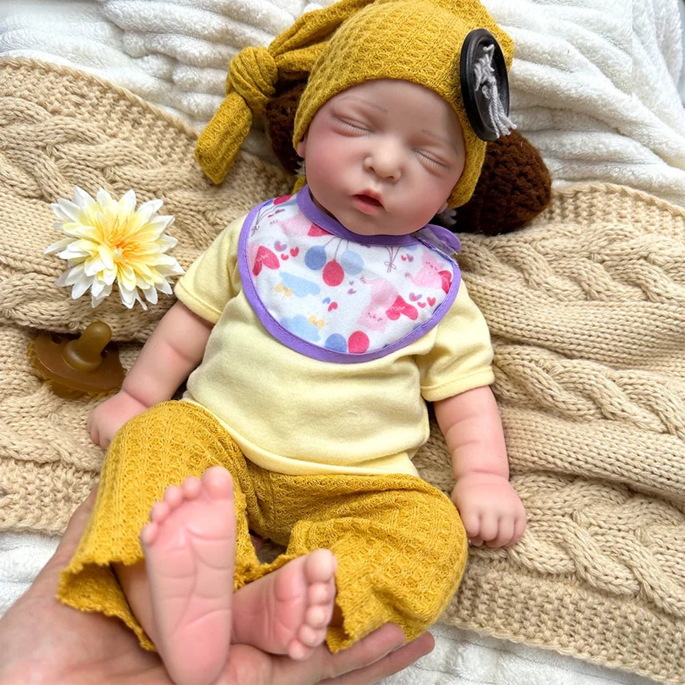 Amelie 18-Inch Full Silicone Baby Doll – Realistic Sleeping Reborn Baby Girl