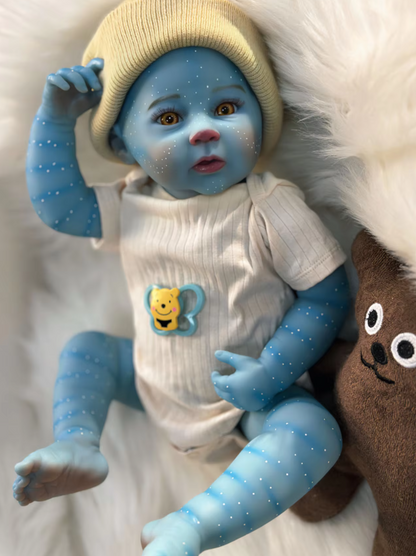 Avatar-Inspired Glow-in-the-Dark Reborn Doll “Nova” – 50 cm, with 3D-Painted Skin & Visible Veins