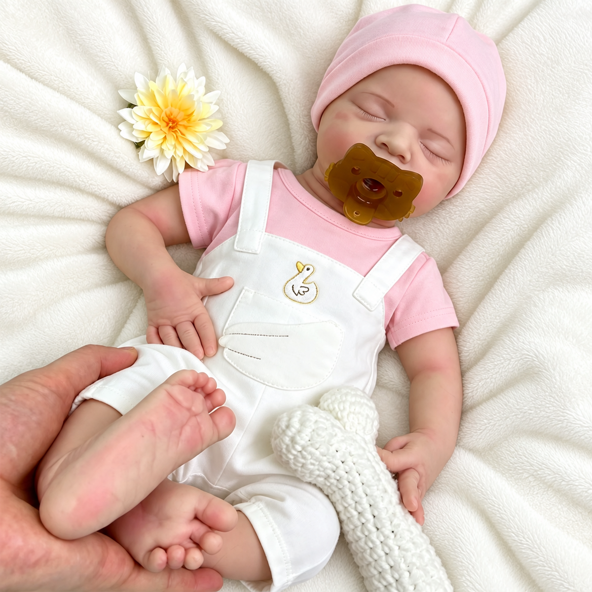 Hazel – Sleeping Full Silicone Baby Girl 45 cm | Squishy Newborn with Open Mouth for Her Dummy