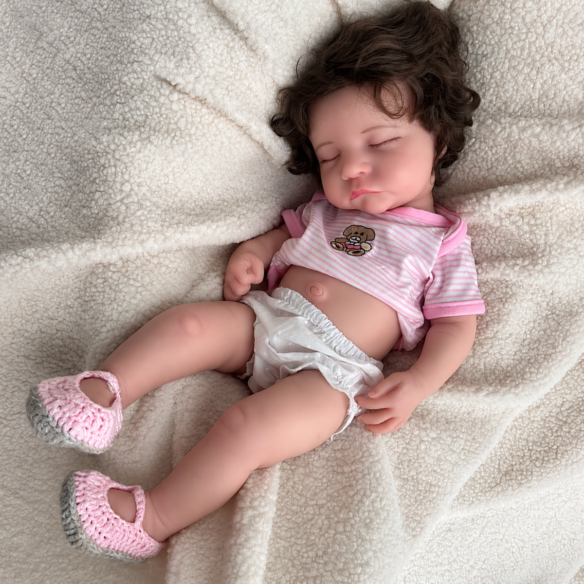 Levi: 50cm Premium Hyper-Realistic Full Body Soft Silicone Reborn Baby Girl Doll with Hair and Visible Veins