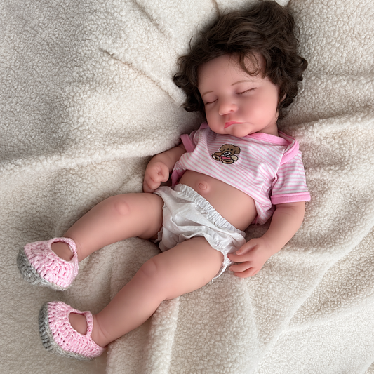 Levi: 50cm Premium Hyper-Realistic Full Body Soft Silicone Reborn Baby Girl Doll with Hair and Visible Veins