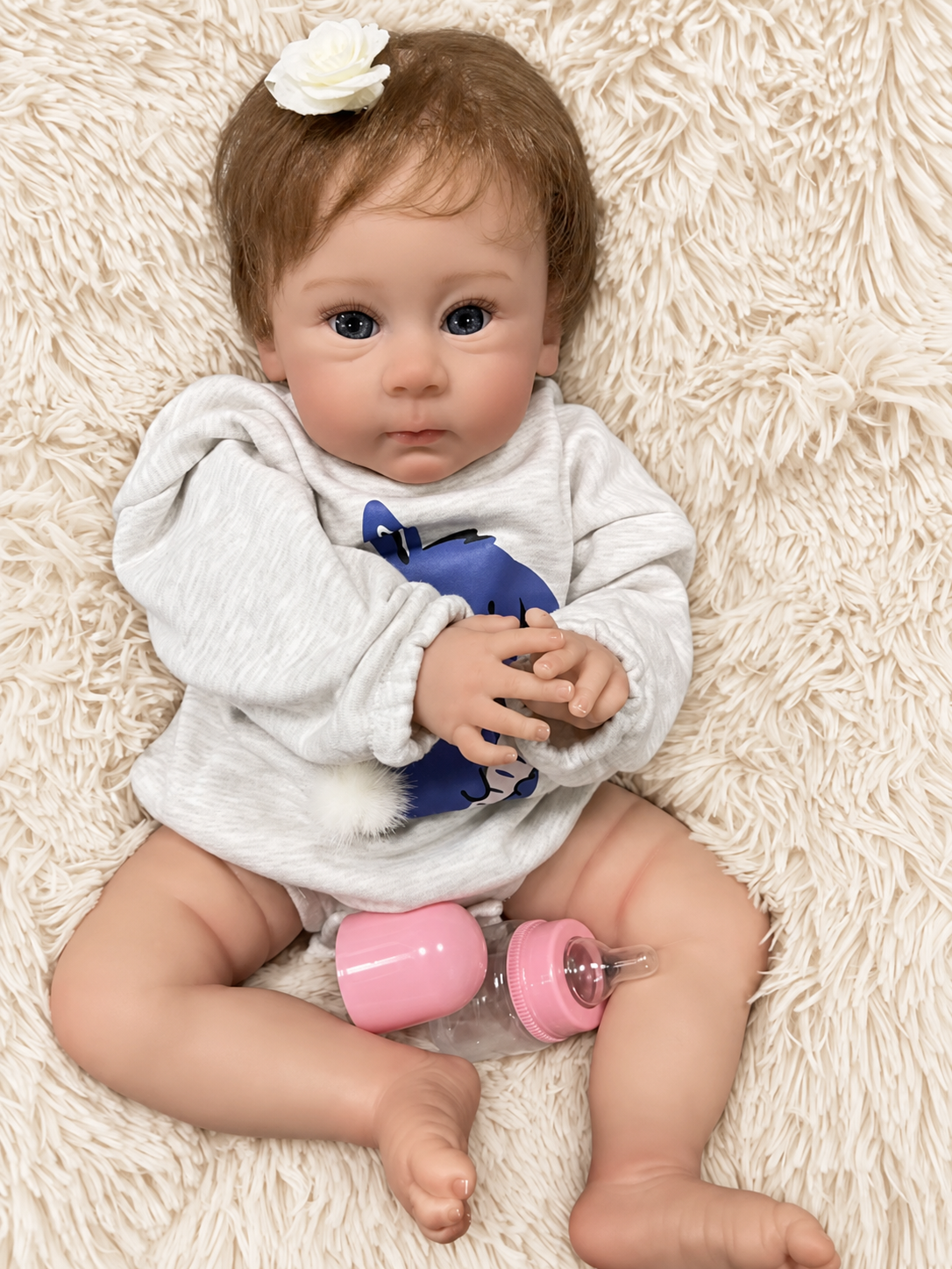 Lilly – 60 cm / 24-Inch Realistic Reborn Baby Girl Doll with Blue Eyes and Hand-Implanted Hair – photo 2
