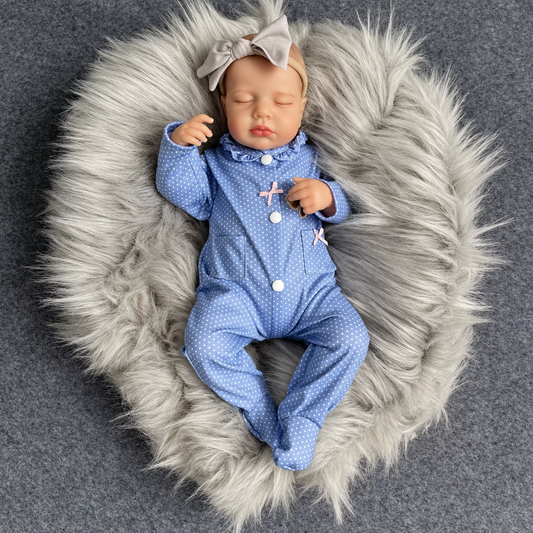 Sleeping Girl Reborn Doll in Blue Dress - Realistic Newborn Gift