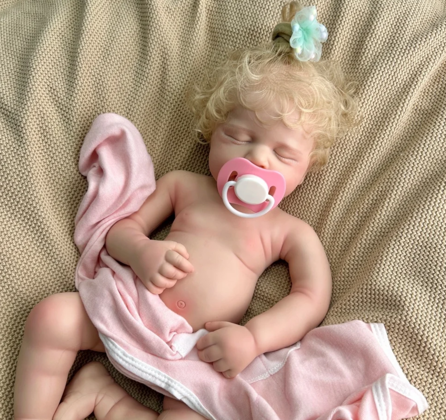 Noah – 20-Inch (50 cm) Full Silicone Reborn Baby Doll with Rooted Blonde Hair & Open Mouth