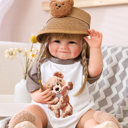 55 cm Toddler Reborn Girl Doll with Long Braidable Hair - 55 cm Realistic Silicone Baby