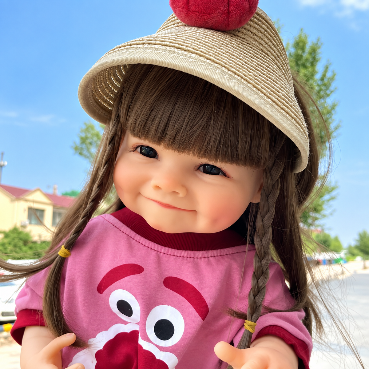 55 cm Toddler Reborn Girl Doll with Long Braidable Hair - 55 cm Realistic Silicone Baby