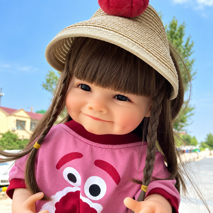55 cm Toddler Reborn Girl Doll with Long Braidable Hair - 55 cm Realistic Silicone Baby