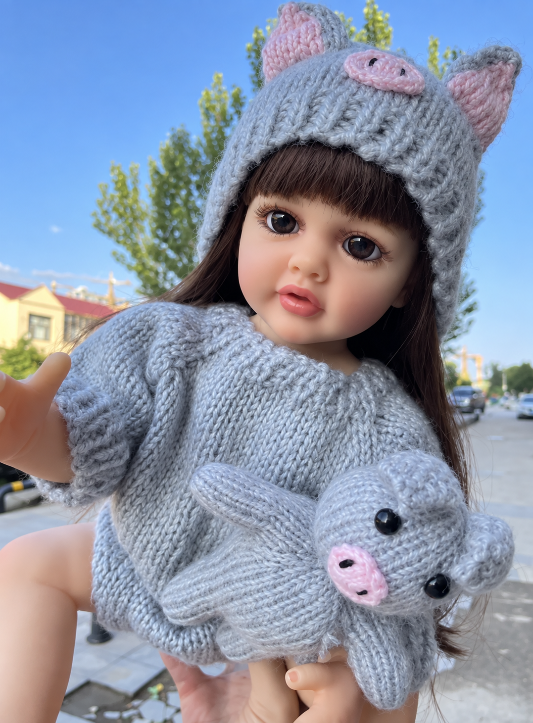 55 cm Toddler Reborn Girl Doll with Long Braidable Hair - 55 cm Realistic Silicone Baby