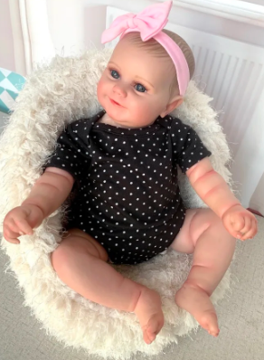 Reborn Baby Doll Maddie - Smiling Girl with Visible Veins, 19-Inch Lifelike Masterpiece