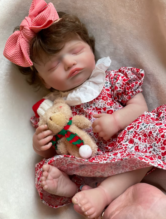 Sleeping Reborn Baby Doll Girl Rosalie with Brown Hair - 20-Inch Handcrafted Collectible