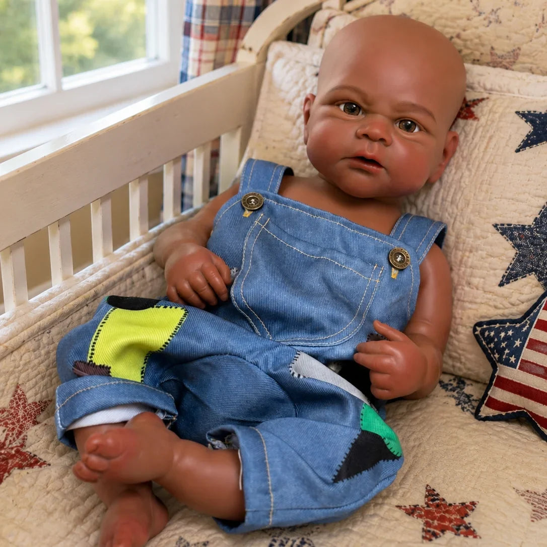 Amari 18-Inch African American Full Silicone Baby Doll Boy