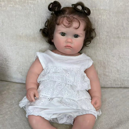 Charlotte 18-Inch Full Silicone Baby Doll Girl with Hand-Rooted Hair