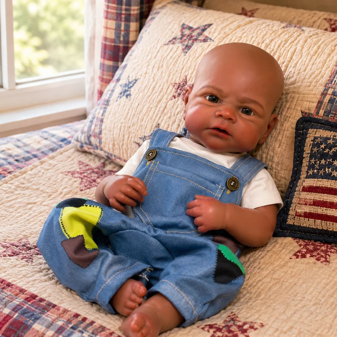 Amari 18-Inch African American Full Silicone Baby Doll Boy