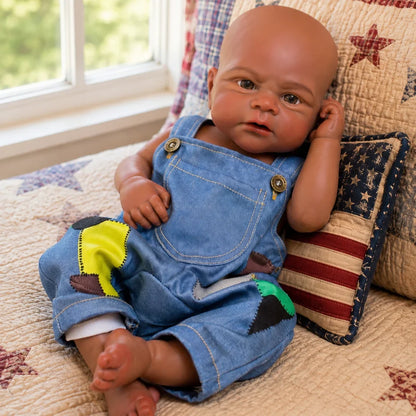 Amari 18-Inch African American Full Silicone Baby Doll Boy