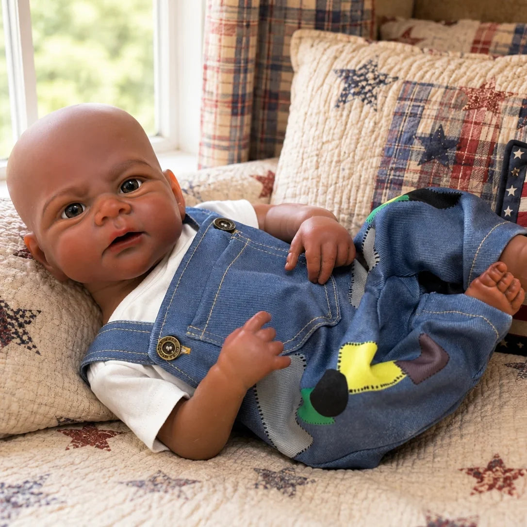 Amari 18-Inch African American Full Silicone Baby Doll Boy