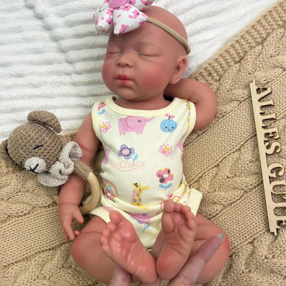 Aria 17-Inch Full Silicone Baby Doll – Realistic Sleeping Reborn Baby Girl with Open Mouth