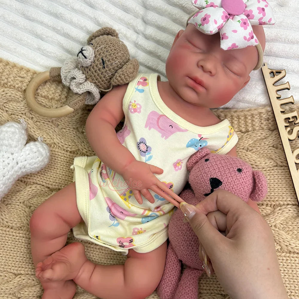 Aria 17-Inch Full Silicone Baby Doll – Realistic Sleeping Reborn Baby Girl with Open Mouth