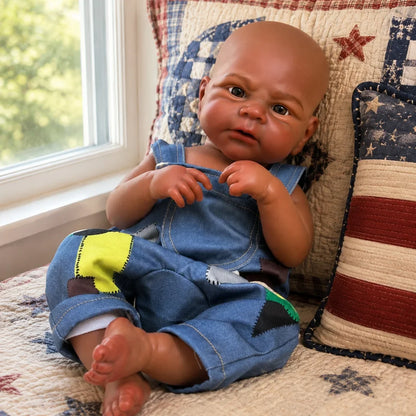 Amari 18-Inch African American Full Silicone Baby Doll Boy