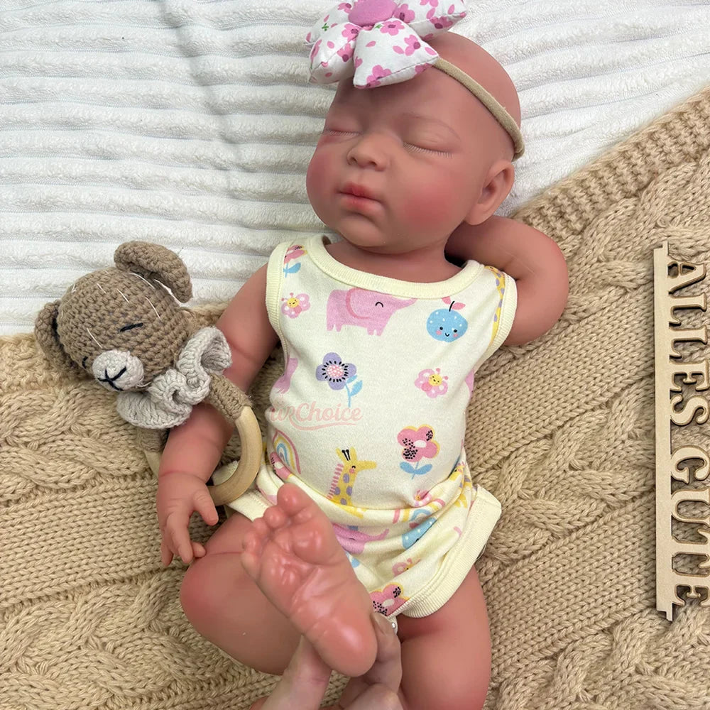 Aria 17-Inch Full Silicone Baby Doll – Realistic Sleeping Reborn Baby Girl with Open Mouth