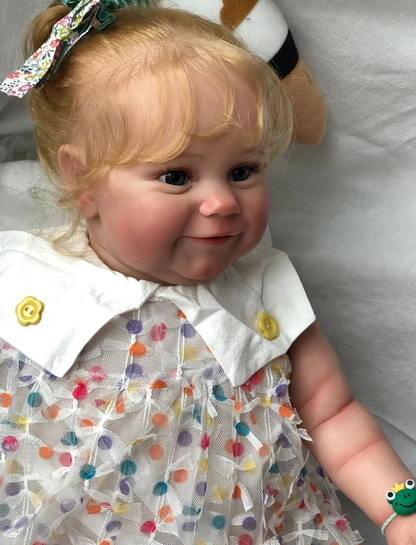 Silicone Reborn Baby Girl Doll "Charlotte" - 60cm Artistic Masterpiece with Blonde Long Curly Hair and 3D Painted Skin