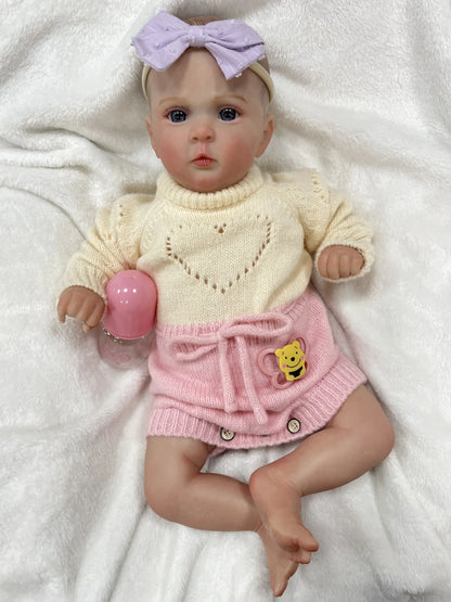Lia – 19-Inch Adorable Reborn Baby Doll with Blue Eyes & Soft Cuddly Body
