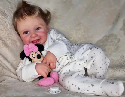 Millie Joy – 22-Inch Smiling Reborn Baby Girl Doll with Blue Eyes and Hand-Rooted Hair