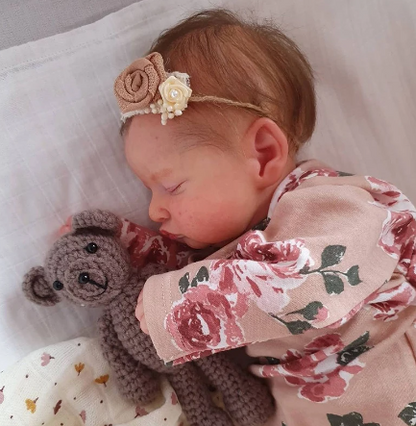 Sleeping Reborn Baby Doll Girl Rosalie with Brown Hair - 20-Inch Handcrafted Collectible