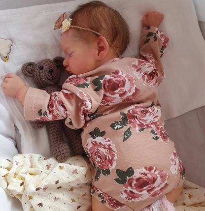 Sleeping Reborn Baby Doll Girl Rosalie with Brown Hair - 20-Inch Handcrafted Collectible